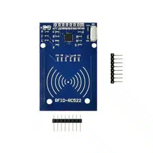 RFID sensor module RC522 with reader card for contactless identification and Arduino projects.