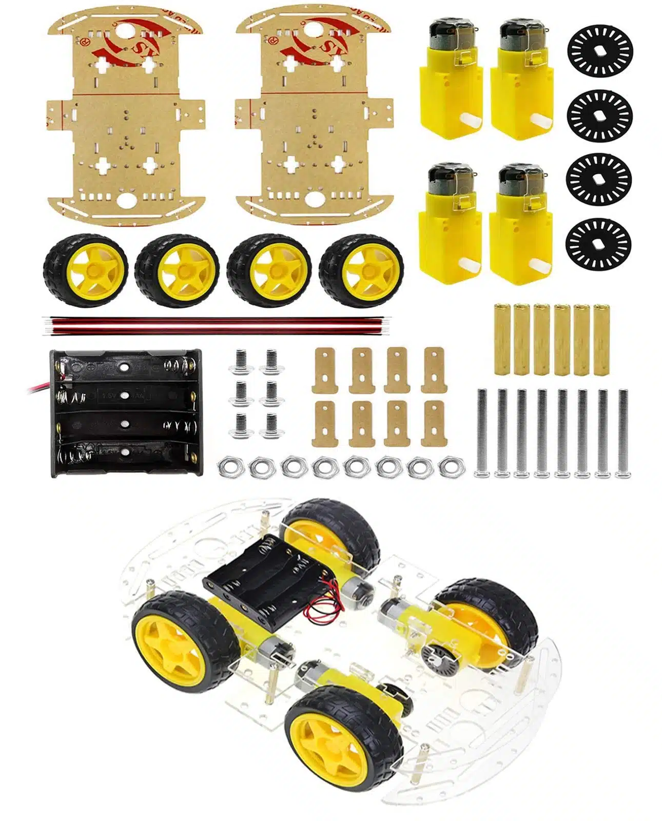 4WD Robot Car Chassis Kit with Motors and Wheels