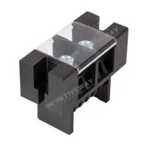 High-current electric terminal block connector rated for 100A for secure wiring connections.
