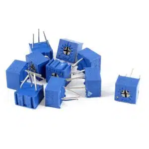 Variable resistors (trimpot potentiometers) for adjusting voltage, current, and signal levels in circuits.