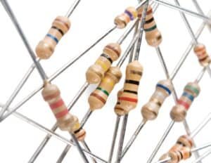 Metal film resistors, 1/4 watt, 5% tolerance, small resistance values for precision electronics.