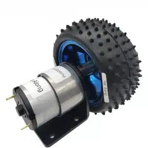 DC Encoder Motor JGB37-520, 333RPM 12V with 85mm rubber wheel, complete kit for robotics and automation projects.
