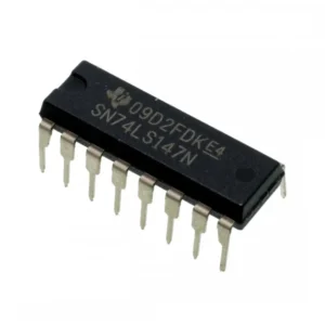 74147 10-to-4 line priority encoder IC in DIP package, digital IC for encoding ten input lines into four binary outputs.