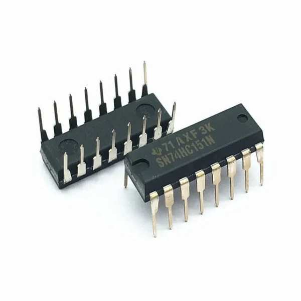 74151 8-input multiplexer (MUX) IC in DIP package, digital IC for selecting one of eight input signals for output in electronic circuits.
