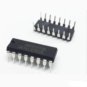 74283 4-bit binary full adder IC in DIP package, digital IC for performing 4-bit binary addition in electronic circuits.