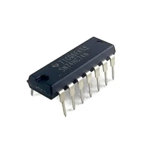7474 dual D-type flip-flop IC in DIP package, digital IC for storing and transferring binary data in sequential circuits.
