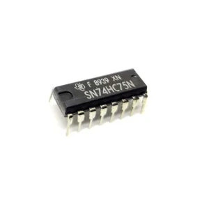 7475 4-bit bi-stable latch IC in DIP package, digital IC for temporarily storing 4-bit data in electronic circuits.