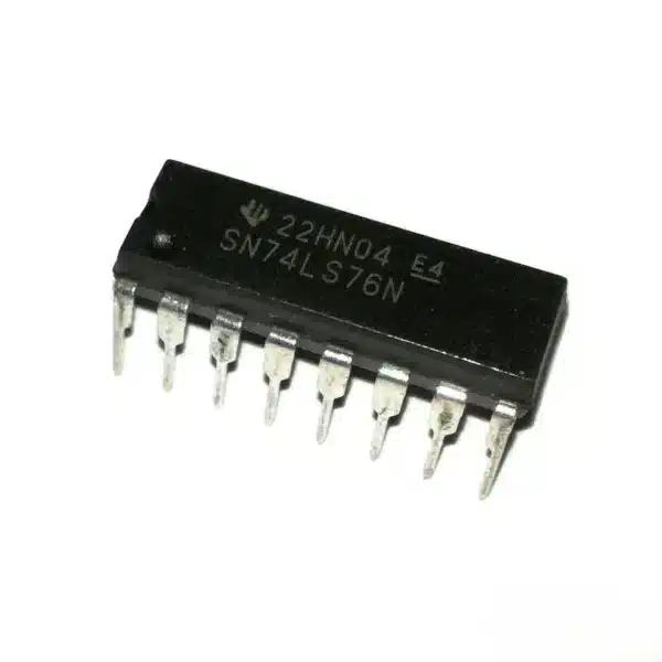 7476 dual JK flip-flop IC in DIP package, digital IC for storing and toggling binary data in sequential circuits.