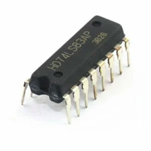 7483 4-bit binary full adder IC in DIP package, digital IC for performing 4-bit binary addition in electronic circuits.