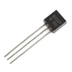 BC557 PNP transistor, 45V 0.1A, general-purpose transistor for switching and amplification in electronics projects.