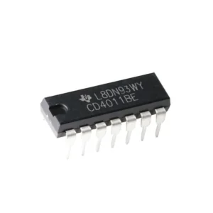 CD4011 quad 2-input NAND gate IC in DIP package, digital logic IC for combinational circuits and logic operations.