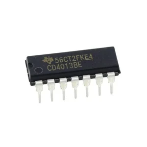 CD4013 dual D-type flip-flop IC in DIP package, digital IC for storing and toggling binary data in electronics circuits.