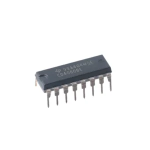 CD4060 14-stage binary counter IC in DIP package, integrated circuit for frequency division, timing, and oscillator applications.