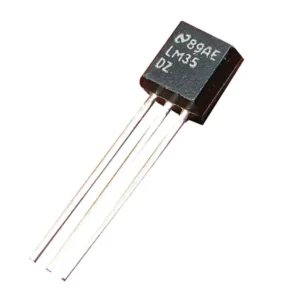 LM35DZ temperature sensor, precision analog sensor for measuring ambient and surface temperatures in electronics projects.