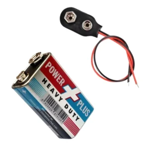 9V Alkaline Power Plus Battery with Battery Clip