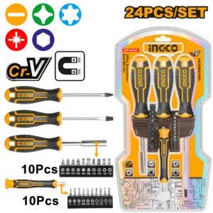 HKSDB02482 24-Piece Screwdriver and Bits Set - Magnetic Shank, Precision Screwdriver