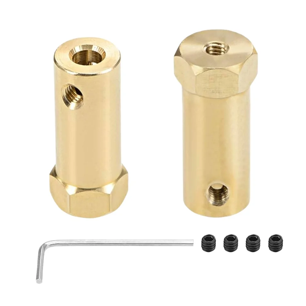 Hex Brass Shaft Coupler for DC Motors 30mm Length (5-6mm)