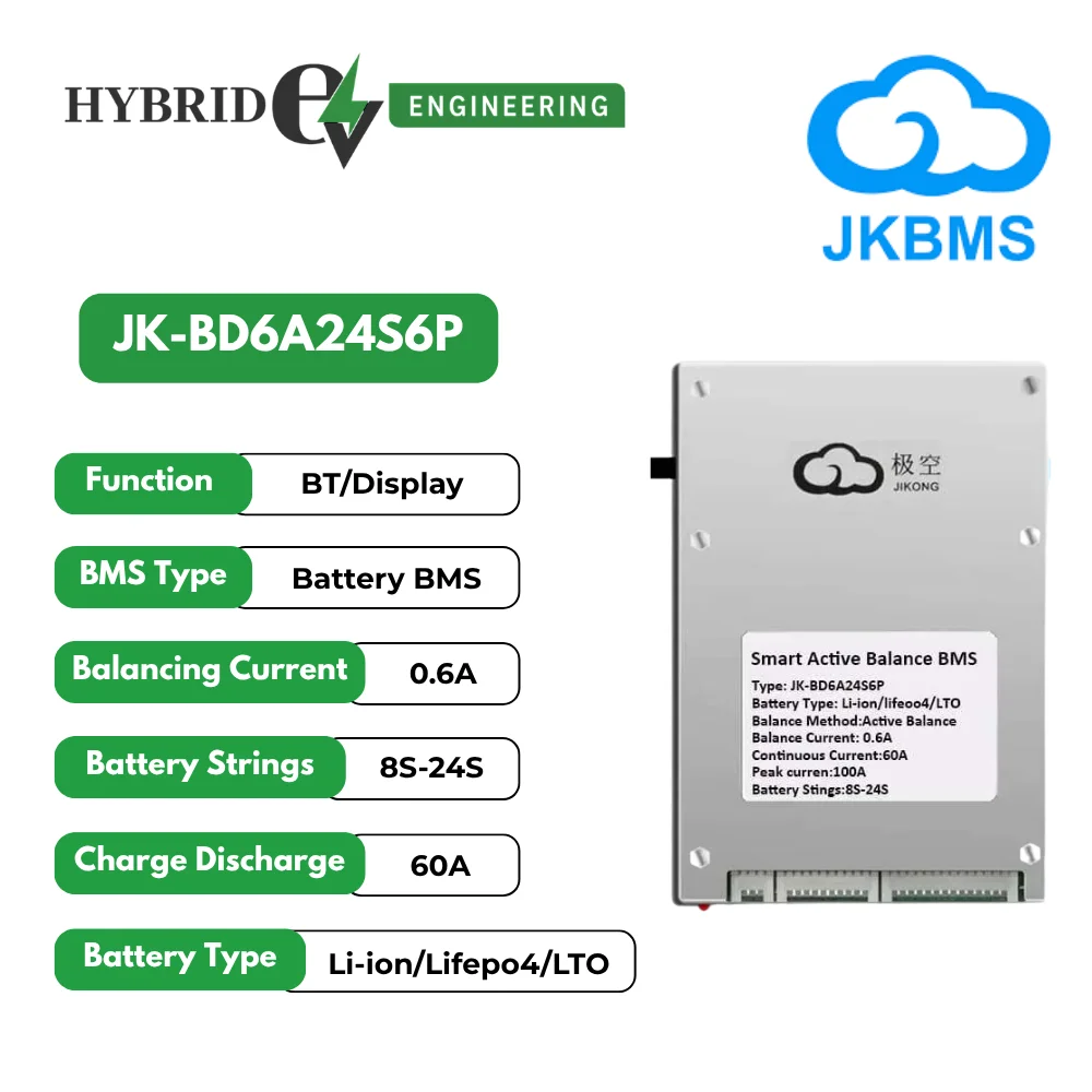 JK BMS 8S to 24S 0.6A Active Balancer 60A Smart Bluetooth BMS