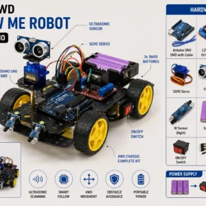Smart 4WD Follow Me Robot using Arduino (Unassembled)