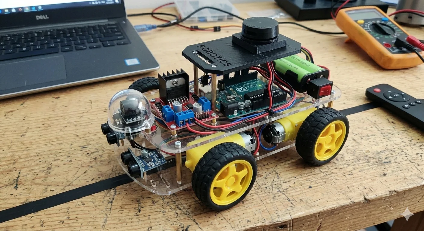 Smart Line Following 4WD Robot using Arduino LFR (Unassembled)