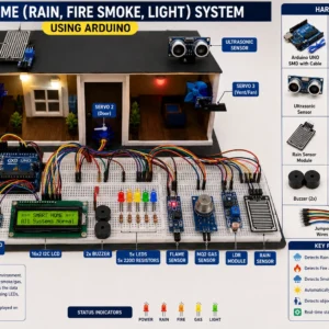 Smart Home (Rain, Fire, Smoke, Light) System using Arduino (Unassembled)