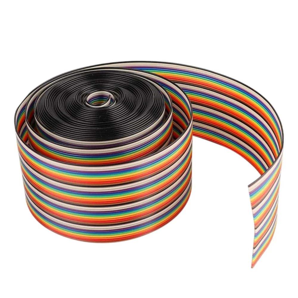 40-Wire Colored Flat Ribbon Cable Jumper Wires (1 foot) (2.54mm Pitch) - Image 2
