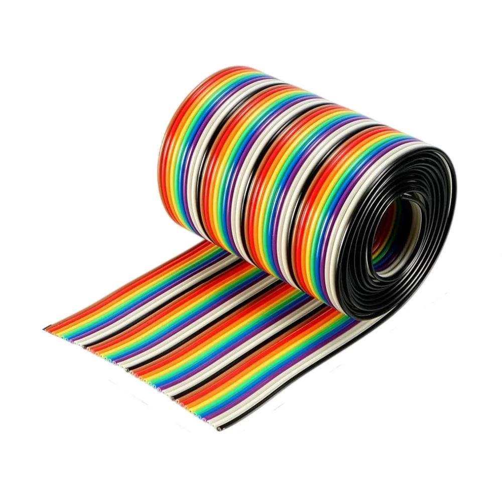 40-Wire Colored Flat Ribbon Cable Jumper Wires (1 foot) (2.54mm Pitch)